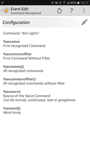 AutoVoice in Tasker Event